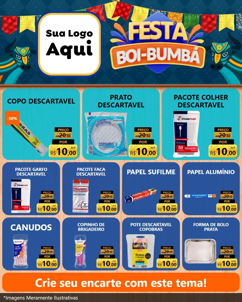 Modelo de Rede Social para Feed Instagram com o tema Festa Boi Bumbá para Embalagens