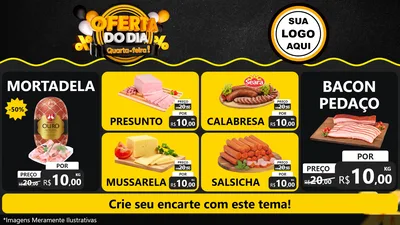 Modelo de TV para TV Horizontal com o tema Oferta do Dia - Quarta Feira! para Frios e Laticínios