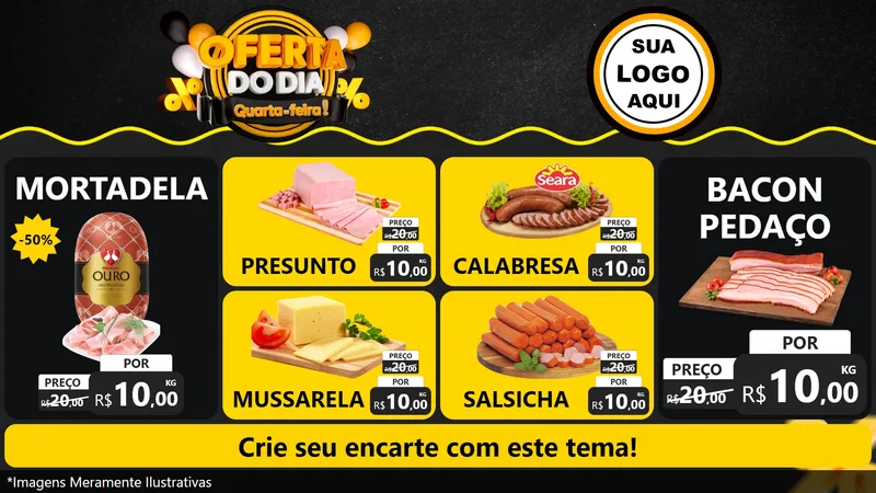 Modelo de TV para TV Horizontal com o tema Oferta do Dia - Quarta Feira! para Frios e Laticínios