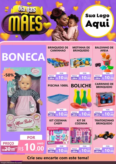 Modelo de Encarte para Encarte A4 Vertical com o tema Dia das Mães para Brinquedos