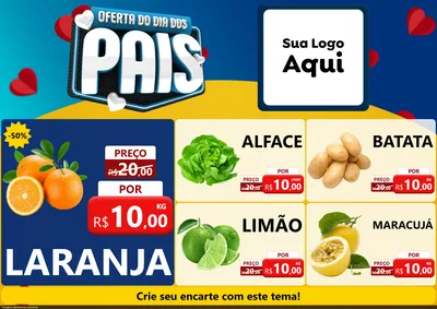 Modelo de Encarte para Encarte A4 Horizontal com o tema Oferta Do Dia Dos Pais para Hortifrúti