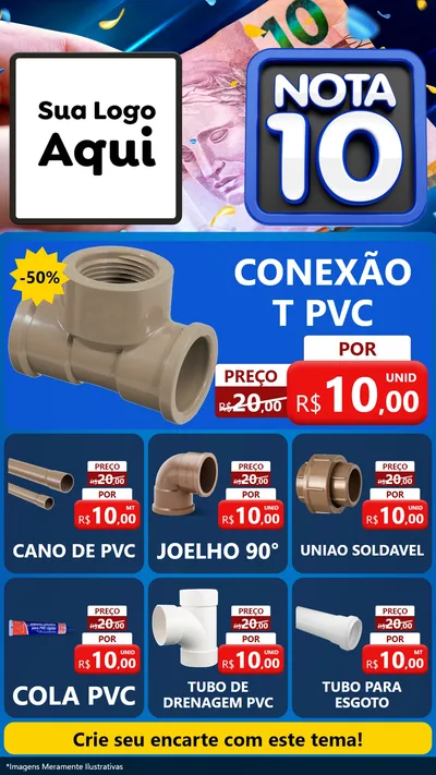 Modelo de Rede Social para Stories com o tema Nota 10 para Tubos e conexões