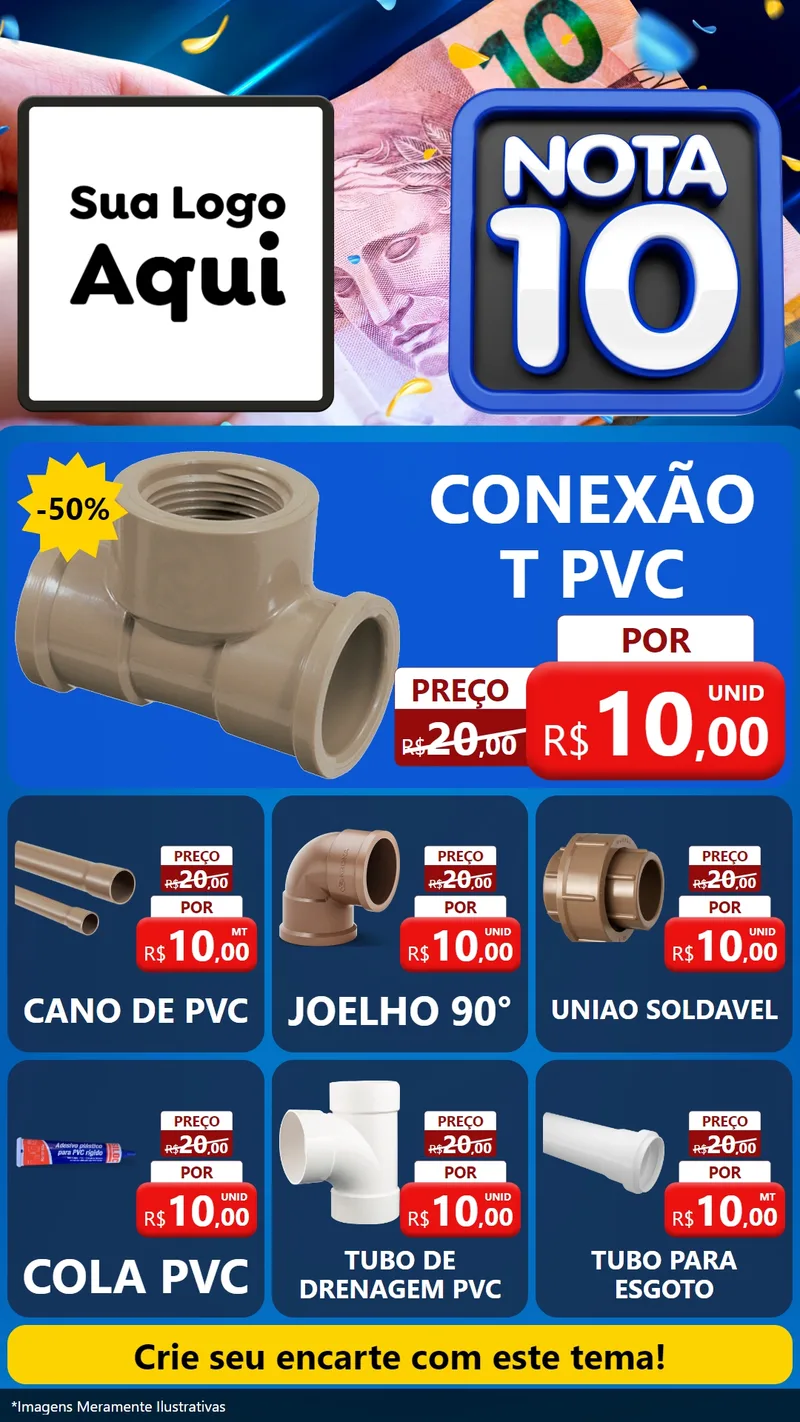 Modelo de Rede Social para Stories com o tema Nota 10 para Tubos e conexões