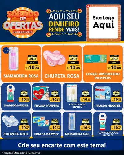 Modelo de Rede Social para Feed Instagram com o tema Sábado de Ofertas Imperdíveis para Bebês