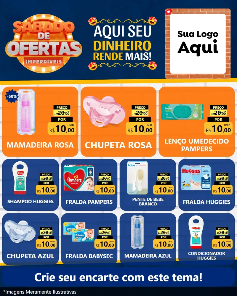 Modelo de Rede Social para Feed Instagram com o tema Sábado de Ofertas Imperdíveis para Bebês