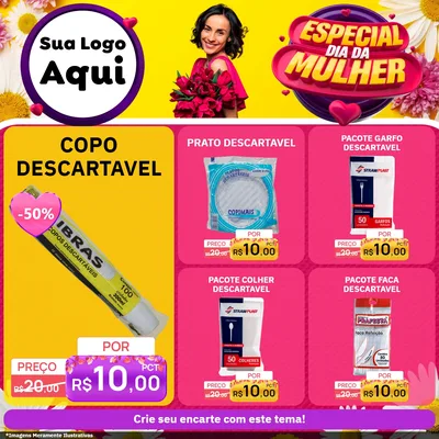Modelo de Rede Social para Feed Facebook com o tema Especial Dia da Mulher para Embalagens