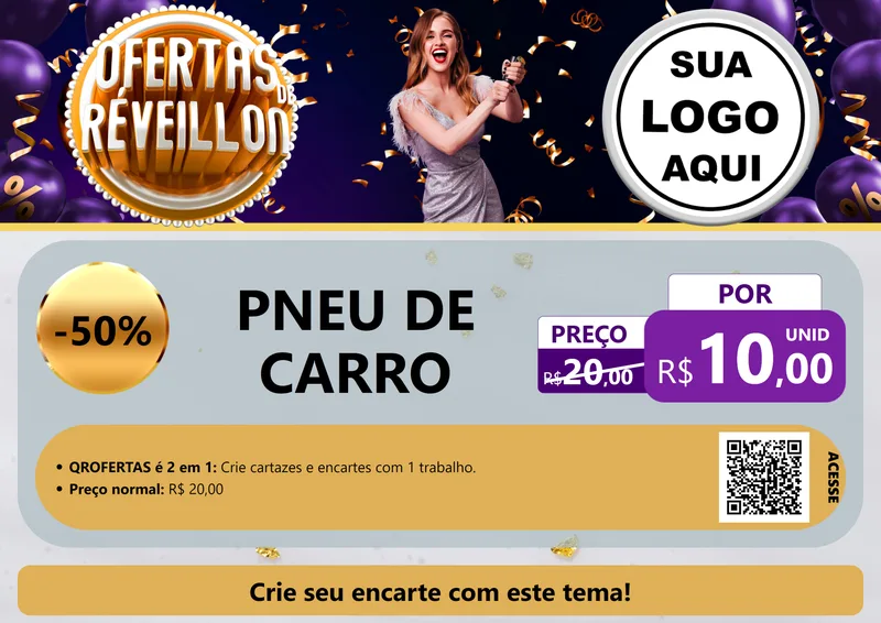 Modelo de Cartaz para Cartaz A4 Horizontal com o tema Ofertas de Réveillon para Auto peças