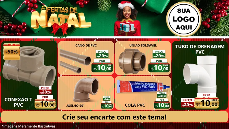 Modelo de TV para TV Horizontal com o tema Ofertas de Natal para Tubos e conexões