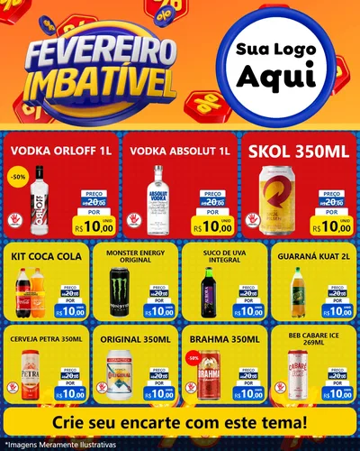 Modelo de Rede Social para Feed Instagram com o tema Fevereiro Imbatível para Distribuidora de bebidas