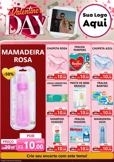 Modelo de Encarte para Encarte A4 Vertical com o tema Valentine's Day para Bebês