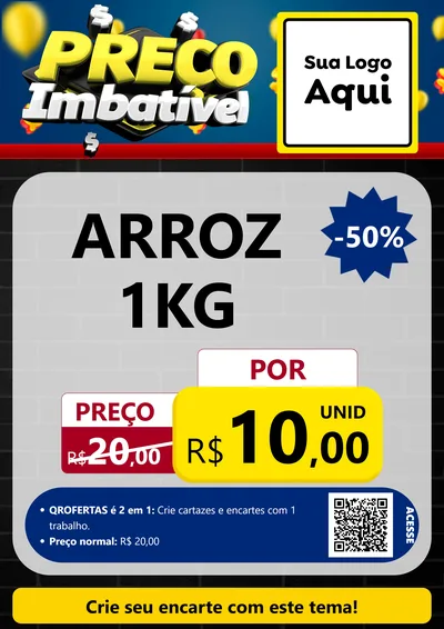 Modelo de Cartaz para Cartaz A4 Vertical com o tema Preço Imbatível para Supermercado