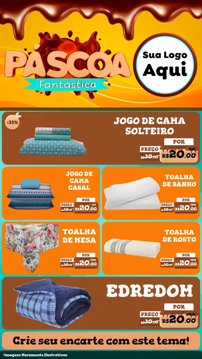 Modelo de TV para TV Vertical com o tema Páscoa Fantástica para Cama, Mesa e Banho