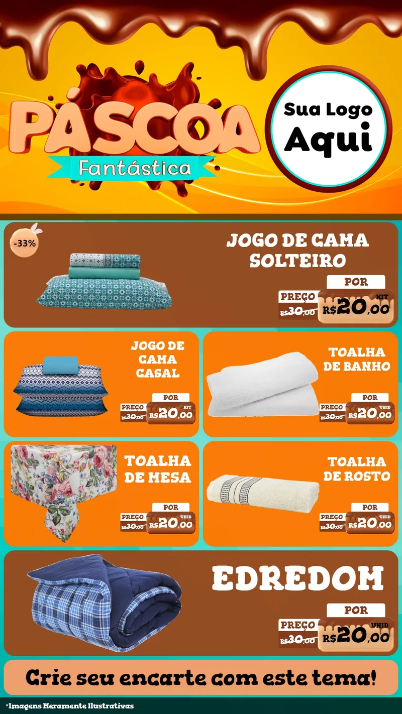 Modelo de TV para TV Vertical com o tema Páscoa Fantástica para Cama, Mesa e Banho