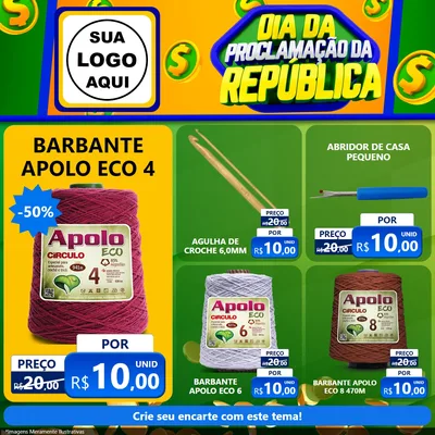 Modelo de Rede Social para Feed Facebook com o tema Dia Da Proclamação da República para Armarinho e Aviamentos