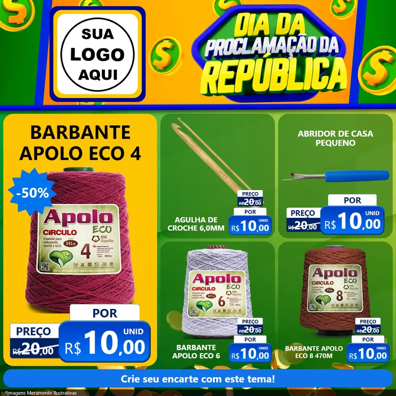 Modelo de Rede Social para Feed Facebook com o tema Dia Da Proclamação da República para Armarinho e Aviamentos
