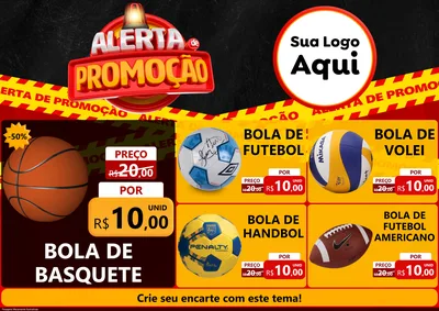 Modelo de Encarte para Encarte A4 Horizontal com o tema Alerta de Promoção para Artigos Esportivos
