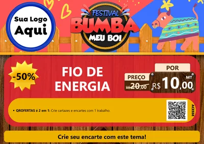 Modelo de Cartaz para Cartaz A4 Horizontal com o tema Festival Bumba Meu Boi para Materiais Elétricos