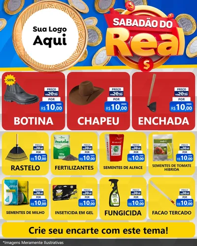 Modelo de Rede Social para Feed Instagram com o tema Sabadão do Real para Agropecuária