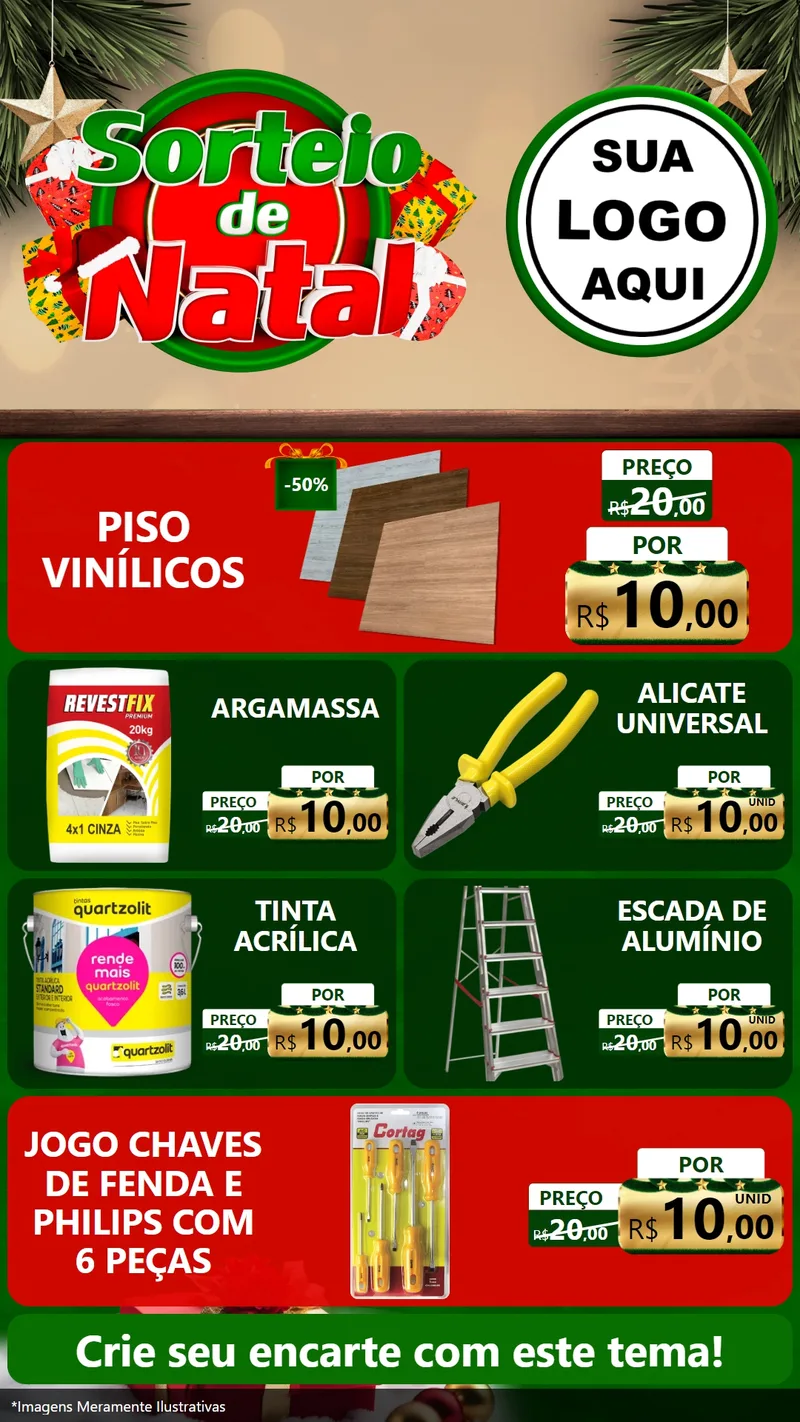 Modelo de TV para TV Vertical com o tema Sorteio de Natal para Material para Construção