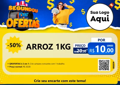 Modelo de Cartaz para Cartaz A4 Horizontal com o tema Segundou de Ofertas para Supermercado