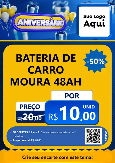 Modelo de Cartaz para Cartaz A4 Vertical com o tema Aniversário para Baterias Elétricas