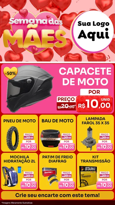 Modelo de Rede Social para Stories com o tema Semana Das Mães para Moto peças