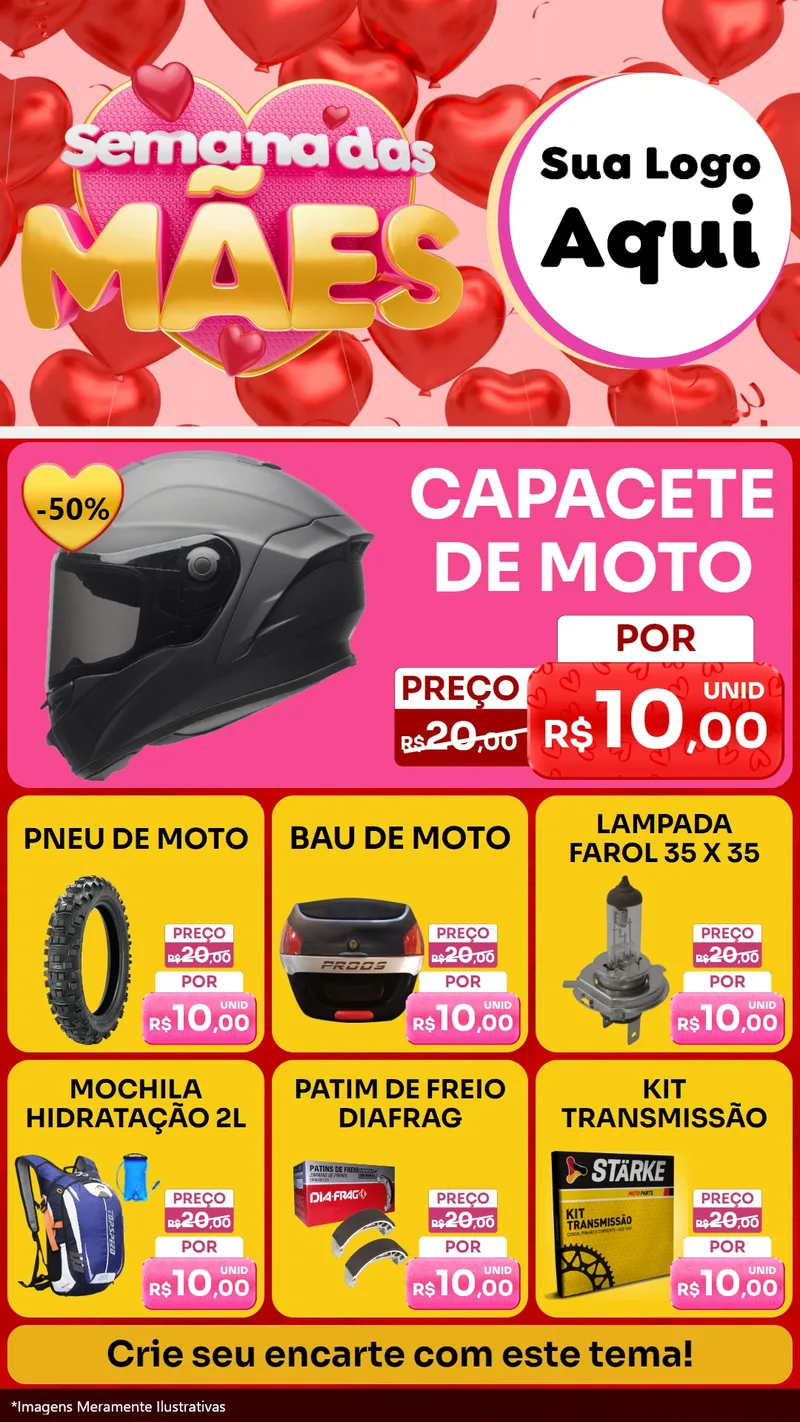 Modelo de Rede Social para Stories com o tema Semana Das Mães para Moto peças
