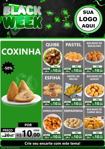Modelo de Encarte para Encarte A4 Vertical com o tema Black Week para Salgadaria