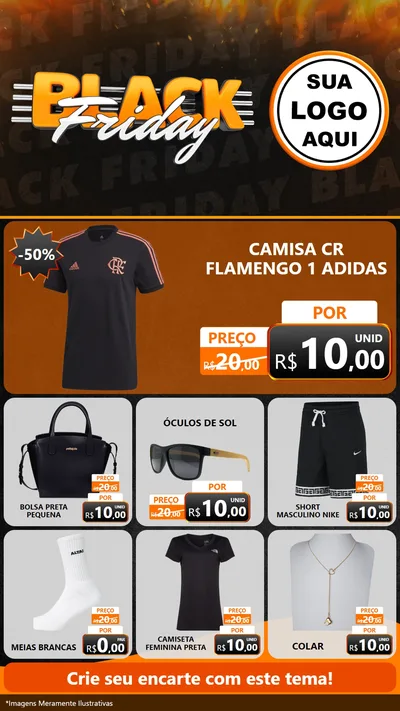 Modelo de Rede Social para Stories com o tema Black Friday para Roupas e acessórios
