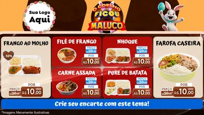 Modelo de TV para TV Horizontal com o tema O Coelho Ficou Maluco - Páscoa para Restaurante