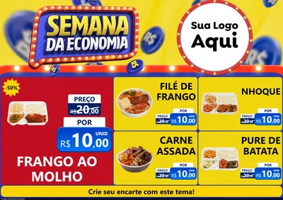Modelo de Encarte para Encarte A4 Horizontal com o tema Semana da Economia para Restaurante