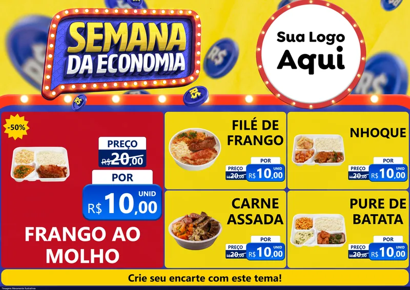 Modelo de Encarte para Encarte A4 Horizontal com o tema Semana da Economia para Restaurante