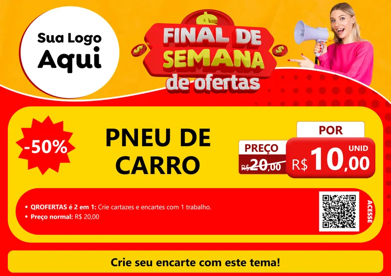 Modelo de Cartaz para Cartaz A4 Horizontal com o tema Final de Semana de Ofertas para Auto peças