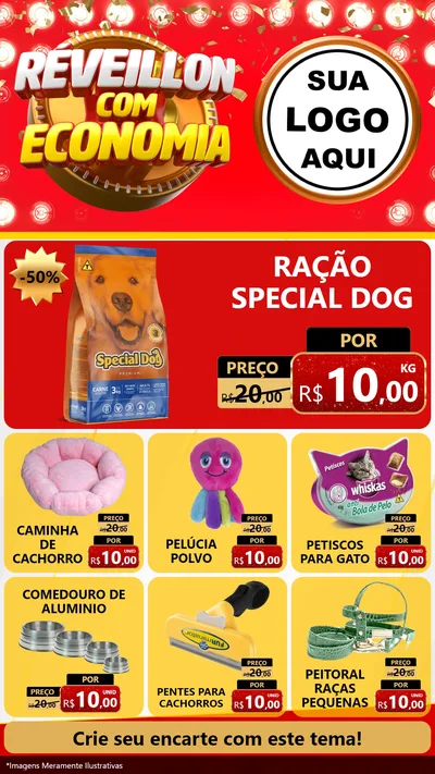 Modelo de Rede Social para Stories com o tema Réveillon com Economia para Pet Shop