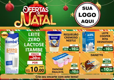 Modelo de Encarte para Encarte A4 Horizontal com o tema Ofertas de Natal para Frios e Laticínios