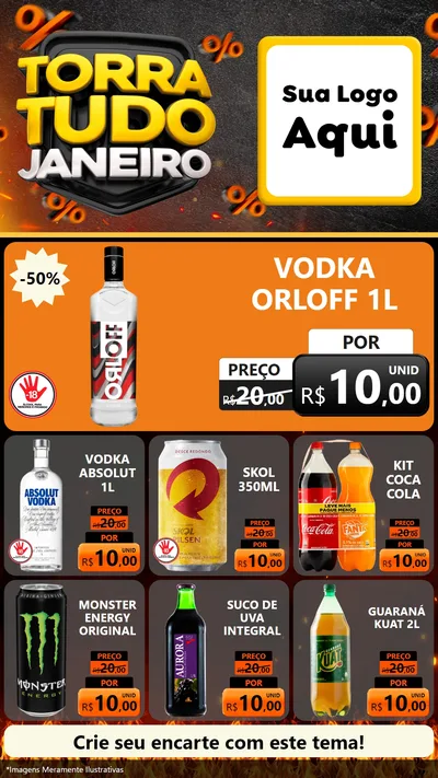 Modelo de Rede Social para Stories com o tema Torra Tudo Janeiro para Distribuidora de bebidas
