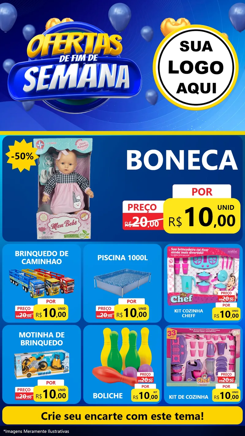 Modelo de Rede Social para Stories com o tema Ofertas de Fim de Semana para Brinquedos