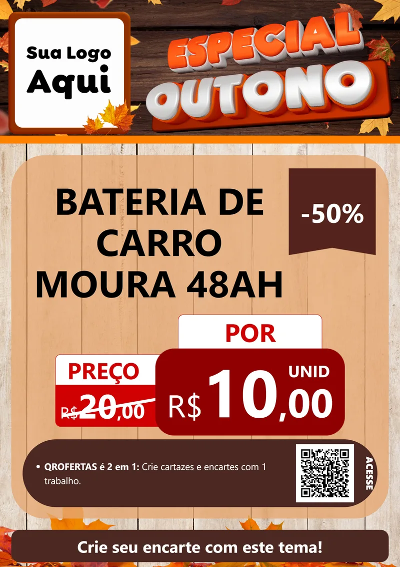 Modelo de Cartaz para Cartaz A4 Vertical com o tema Especial Outono para Baterias Elétricas