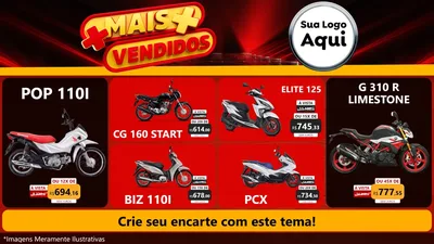 Modelo de TV para TV Horizontal com o tema Mais Vendidos para Concessionaria de Motos