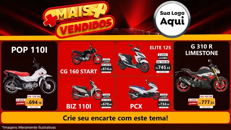 Modelo de TV para TV Horizontal com o tema Mais Vendidos para Concessionaria de Motos