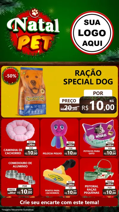 Modelo de Rede Social para Stories com o tema Natal Pet para Pet Shop