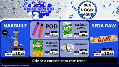 Modelo de TV para TV Horizontal com o tema Promoção de Aniversário - 2 Anos para Tabacaria