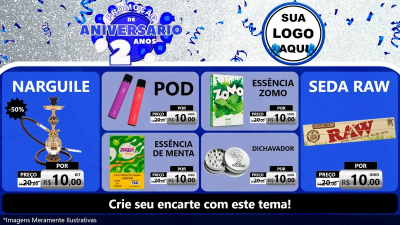 Modelo de TV para TV Horizontal com o tema Promoção de Aniversário - 2 Anos para Tabacaria