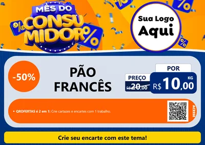 Modelo de Cartaz para Cartaz A4 Horizontal com o tema Mês do Consumidor para Padaria