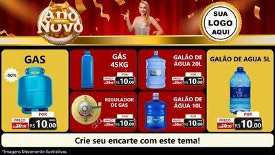 Modelo de TV para TV Horizontal com o tema Super Ano Novo para Água e gás