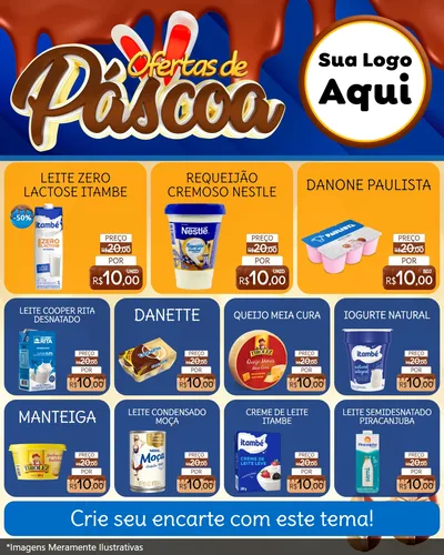 Modelo de Rede Social para Feed Instagram com o tema Ofertas de Páscoa para Frios e Laticínios