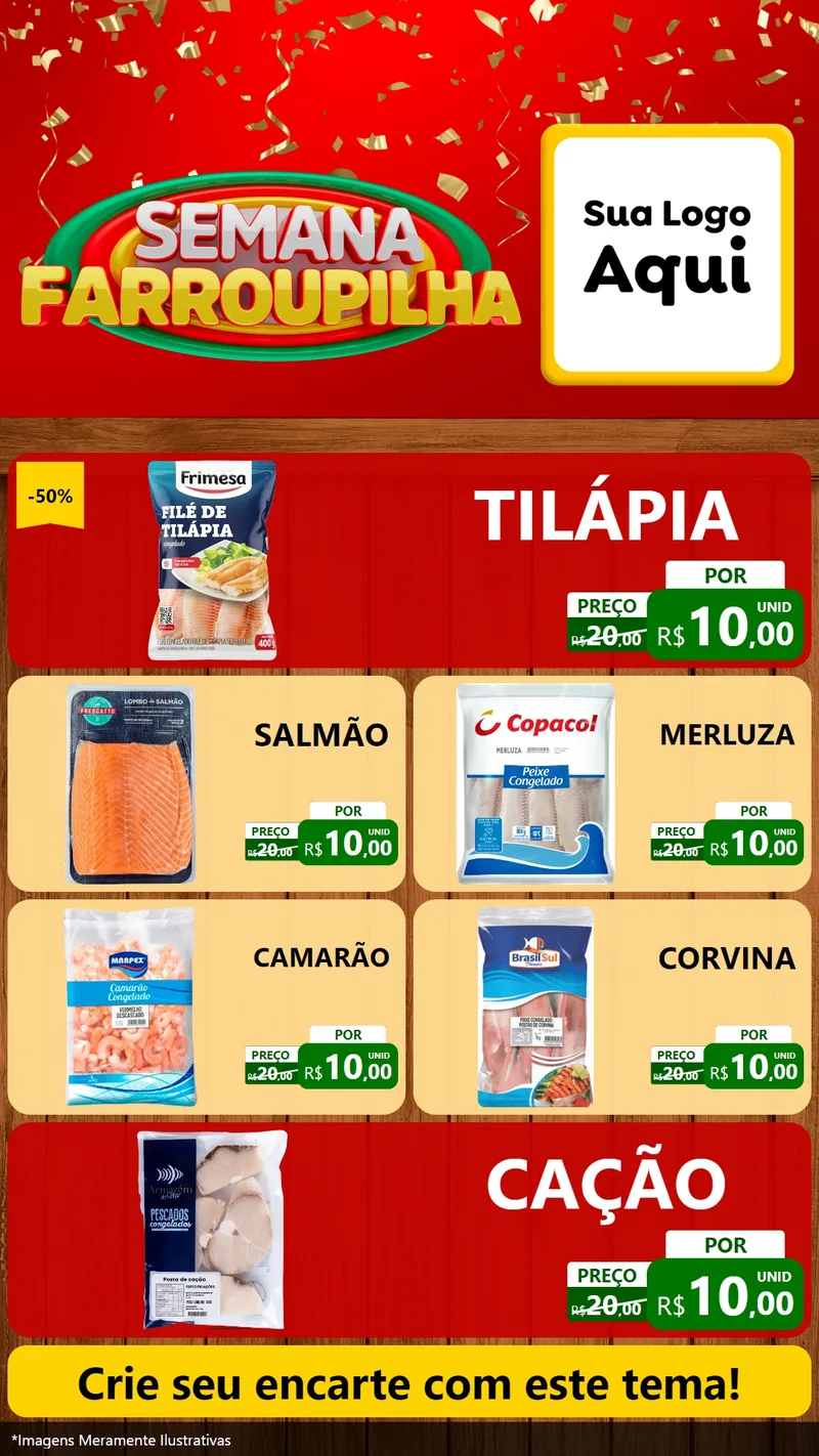 Modelo de TV para TV Vertical com o tema Semana Farroupilha para Peixaria