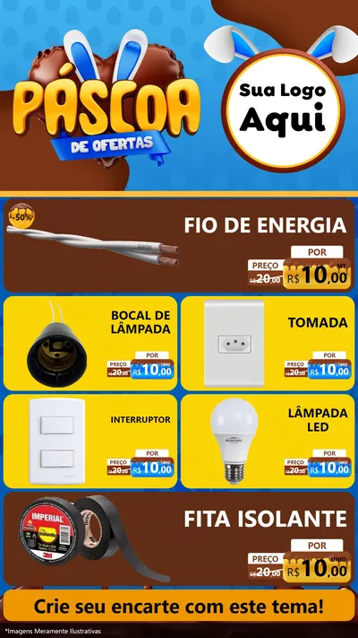 Modelo de TV para TV Vertical com o tema Páscoa de Ofertas para Materiais Elétricos