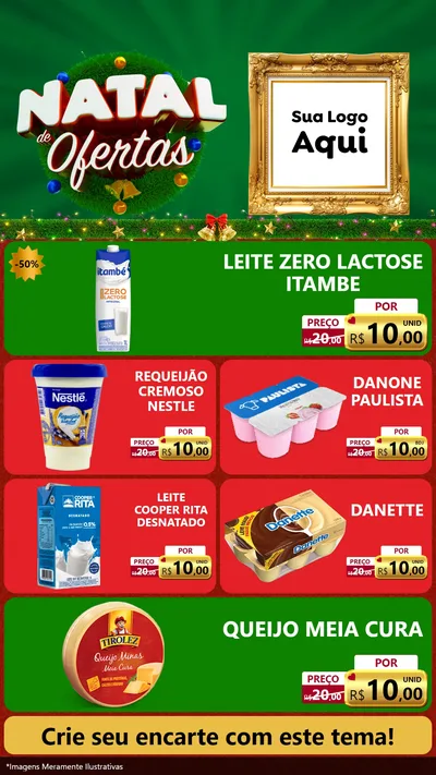 Modelo de TV para TV Vertical com o tema Natal de Ofertas para Frios e Laticínios