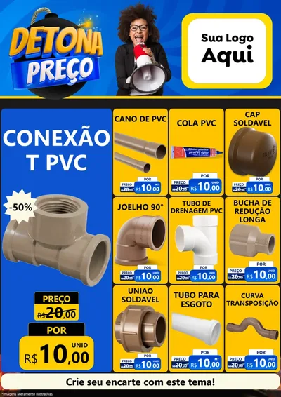 Modelo de Encarte para Encarte A4 Vertical com o tema Detona Preços para Tubos e conexões